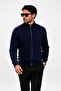 Men's Hair Knit Patterned Jacket with Zipper Detail