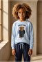 Boy's Teddy Patterned Sweatshirt Pajama Top Blue