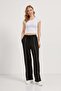 Women's Loose Elastic Wide Leg Black Sweatpants - 2