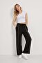 Women's Loose Elastic Wide Leg Black Sweatpants
