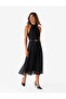 Belted Halter Neck Tie Bow Polka Dot Sleeveless Midi Chiffon Dress - 2