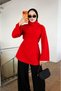 Red Patchwork Linen Collared Tunic |   Modern Comfortable Cut Women's Tunic |   Stylish Daily Long Tunic Model |   Hijab Clothing |   Trousers Matching Elegant Comfortable Women's Top Clothing |   Daily City Office Tunic Model