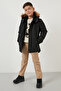 Plush Lined Hooded Slim Fit Coat with Faux Fur Collar Boys' Coat 6031050 - 4