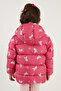 Printed Soft Fleece Hooded Puffer Coat Girl's Coat 5763001 - 6