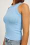 Women's Striped Summer Sleeveless Slim Blue Crop Blouse - 4