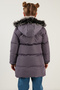 Plush Lined Faux Fur Collar Removable Hooded Winter Coat Girls' Coat 5760072 - 5