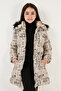 Faux Fur Text Printed Removable Hooded Plush Lined Winter Coat Girls Child MON - 8