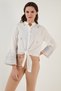 Cotton Embroidered Waist Tied Judge Collar Shirt Shirt 6110097 - 6
