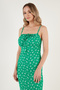 Front Gathered Rope Strap Slit Fitted Midi Dress DRESS5865362 - 4