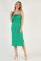 Front Gathered Rope Strap Slit Fitted Midi Dress DRESS5865362 - 3