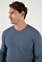 قميص قطني برقبة دائرية قصة ضيقة للرجال SWEAT 5905073 - 6