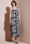 Print Midi Length Oversize Fit Tie Drawstring Crew Neck Dress Dress 5869009 - 2