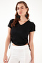 Slim Fit V-Neck Shrinkable Sides Blouse BLUZ5864011 - 6