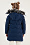 Plush Lined Hooded Winter Coat with Removable Collar Girls' Coat 5761905 - 5