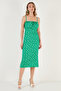 Front Gathered Rope Strap Slit Fitted Midi Dress DRESS5865362 - 6