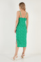 Front Gathered Rope Strap Slit Fitted Midi Dress DRESS5865362 - 5