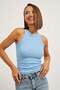 Women's Striped Summer Sleeveless Slim Blue Crop Blouse - 3