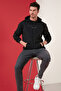 Slim Fit Printed Hooded Kangaroo Pocket Cotton Sweat Men's Sweat 5414017 - 6