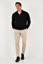 Cotton Relaxed Fit Half Zipper Crew Neck Knitted Sweat Men's Sweat 5901076 - 2