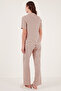 Comfortable Cut Loose Leg Mono Collar Short Sleeve Pajama Set PYJAMAS SET6110290 - 6