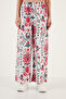 Patterned Elastic Waist Wide Leg Relaxed Cut Trousers Trousers 5865217 - 4