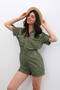 Women's Short Sleeve Jean Shorts Jumpsuit - 7