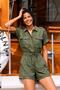 Women's Short Sleeve Jean Shorts Jumpsuit - 2