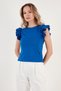 Cotton Sleeves Frilly Slim Fit Crew Neck T Shirt T SHIRT5864500 - 4