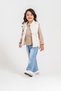 Girl's Floral Patterned Bow Detailed Puffy Vest Blouse and Wide Leg Jean Trousers 3-Piece Set 9109 Spr - 3