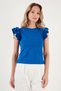 Cotton Sleeves Frilly Slim Fit Crew Neck T Shirt T SHIRT5864500 - 3