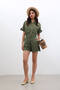 Women's Short Sleeve Jean Shorts Jumpsuit - 3