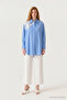 Striped lace detail classic collar blue tunic 1625