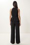 Tie-Detail Blouse Trousers Linen Set Lby0052 Black - 5
