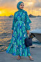 Oval Striped Belted Green Viscose Dress - 3