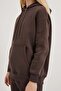Women's Kangaroo Pocket Hooded Brown Loose Sweatshirt - 3
