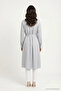 Belted Metal Button Detailed Classic Collar Gray/Blue Tunic 1628 - 2