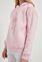 Women's Half Zipper Hooded Pink Loose Sweatshirt - 3