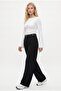 Women's Rena Black Stretch Palazzo Pants with Belt - 4