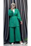 Seersucker Textured Belted Cardigan and Pants Double Set - 2