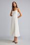 Heart Neckline Polka Dot Crepe Strap White Midi Dress I4176Ax26Sm - 5