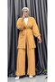 Seersucker Textured Belted Cardigan and Pants Double Set - 2