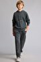 Loose Fit Washed Effect Cotton Printed Gray Sweatpants for Boys I0680A826Au - 2