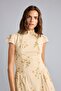 Crew Neck Floral Pleated Chiffon Mini Dress I4178Ax26Sm - 3