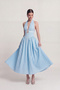 Polka Dot Patterned Halter Neck Zayla Dress with Pockets Blue - 4