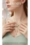 Green White Enamel Pearl Butterfly Steel Necklace - 2