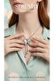 Green White Enamel Pearl Butterfly Steel Necklace - 2