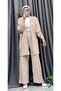 Seersucker Textured Belted Cardigan and Pants Double Set - 3