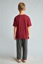 Regular Fit 2-Piece Short Sleeve Printed Claret Red Pajama Set for Boys I0552A826Au - 7