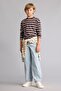 Ultra Soft 100% Cotton Oversized Crew Neck Long Sleeve Striped Brown T-Shirt for Boys H28 - 2