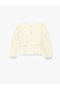 Lace Detailed Gathered Crew Neck Long Sleeve Blouse - 6
